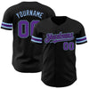 Custom Black Purple-Light Blue Authentic Baseball Jersey