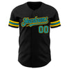 Custom Black Teal-Yellow Authentic Baseball Jersey