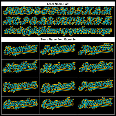 Custom Black Teal-Yellow Authentic Baseball Jersey