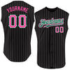 Custom Black White Pinstripe Red Authentic Sleeveless Baseball Jersey