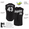 Custom Black White Pinstripe Light Blue Authentic Sleeveless Baseball Jersey