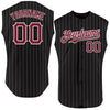 Custom Black White Pinstripe Kelly Green Authentic Sleeveless Baseball Jersey