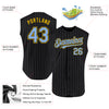 Custom Black Light Blue Pinstripe Yellow Authentic Sleeveless Baseball Jersey