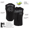 Custom Black Gray Pinstripe Gray Authentic Sleeveless Baseball Jersey