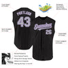 Custom Black Gray Pinstripe Purple-White Authentic Sleeveless Baseball Jersey