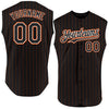 Custom Black Orange Pinstripe White Authentic Sleeveless Baseball Jersey