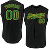 Custom Black Kelly Green Pinstripe Gold Authentic Sleeveless Baseball Jersey