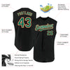 Custom Black Kelly Green Pinstripe White-Orange Authentic Sleeveless Baseball Jersey