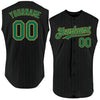 Custom Black Kelly Green Pinstripe Old Gold Authentic Sleeveless Baseball Jersey