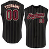 Custom Black Cream Pinstripe Crimson Authentic Sleeveless Baseball Jersey