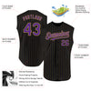 Custom Black Old Gold Pinstripe Purple Authentic Sleeveless Baseball Jersey