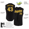 Custom Black Gold-White Authentic Sleeveless Baseball Jersey