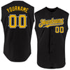 Custom Black Gold-White Authentic Sleeveless Baseball Jersey