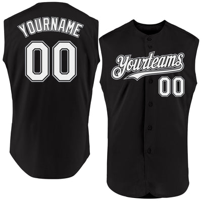 Custom Black White-Gray Authentic Sleeveless Baseball Jersey