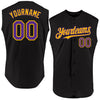 Custom Black Purple-Gold Authentic Sleeveless Baseball Jersey