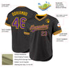 Custom Black Purple-Gold Authentic Throwback Baseball Jersey