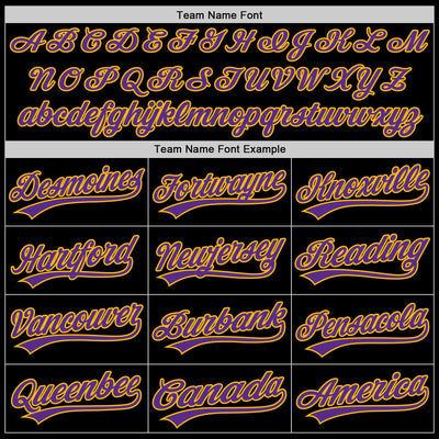 Custom Black Purple-Gold Authentic Throwback Baseball Jersey