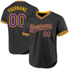 Custom Black Purple-Gold Authentic Throwback Baseball Jersey