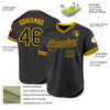 Custom Black Gold Authentic Throwback Baseball Jersey