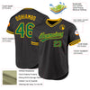 Custom Black Kelly Green-Gold Authentic Throwback Baseball Jersey