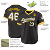 Custom Black White-Gold Authentic Throwback Baseball Jersey