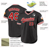 Custom Black Red-White Authentic Throwback Baseball Jersey