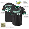 Custom Black White-Kelly Green Authentic Throwback Baseball Jersey