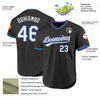 Custom Black Purple-Teal Authentic Throwback Baseball Jersey