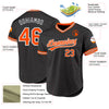 Custom Black Orange-Gray Authentic Throwback Baseball Jersey