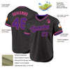 Custom Black Purple-Pink Authentic Throwback Baseball Jersey