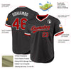 Custom Black Red-White Authentic Throwback Baseball Jersey