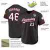 Custom Black White-Maroon Authentic Throwback Baseball Jersey