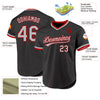 Custom Black Gray-Red Authentic Throwback Baseball Jersey