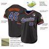 Custom Black Blue-Orange Authentic Throwback Baseball Jersey