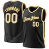 Custom Black White-Gold Authentic Throwback Basketball Jersey