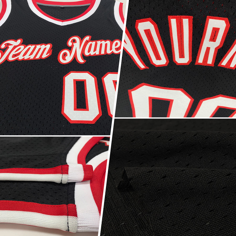 Custom Black Royal-White Authentic Throwback Basketball Jersey