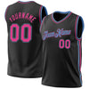 Custom Black Pink-Light Blue Authentic Throwback Basketball Jersey