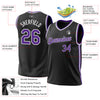 Custom Black Purple-White Authentic Throwback Basketball Jersey