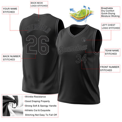 Custom Black Steel Gray Authentic Throwback Basketball Jersey