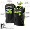 Custom Black Neon Green-White Authentic Throwback Basketball Jersey