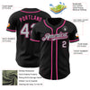 Custom Black Gray-Pink Authentic Baseball Jersey