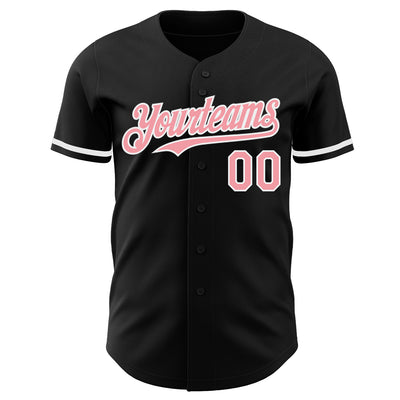 Custom Black Medium Pink-White Authentic Baseball Jersey