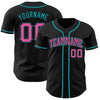 Custom Black Pink-Teal Authentic Baseball Jersey