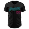 Custom Black Hot Pink-Teal Authentic Baseball Jersey