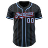 Custom Black Light Blue Pinstripe Red Authentic Baseball Jersey