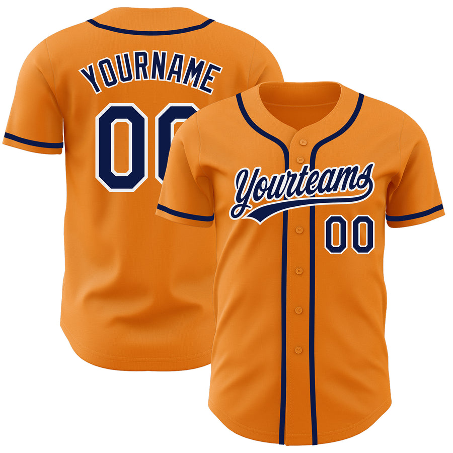 Custom Light Blue Orange-Navy Authentic Fade Fashion Baseball Jersey