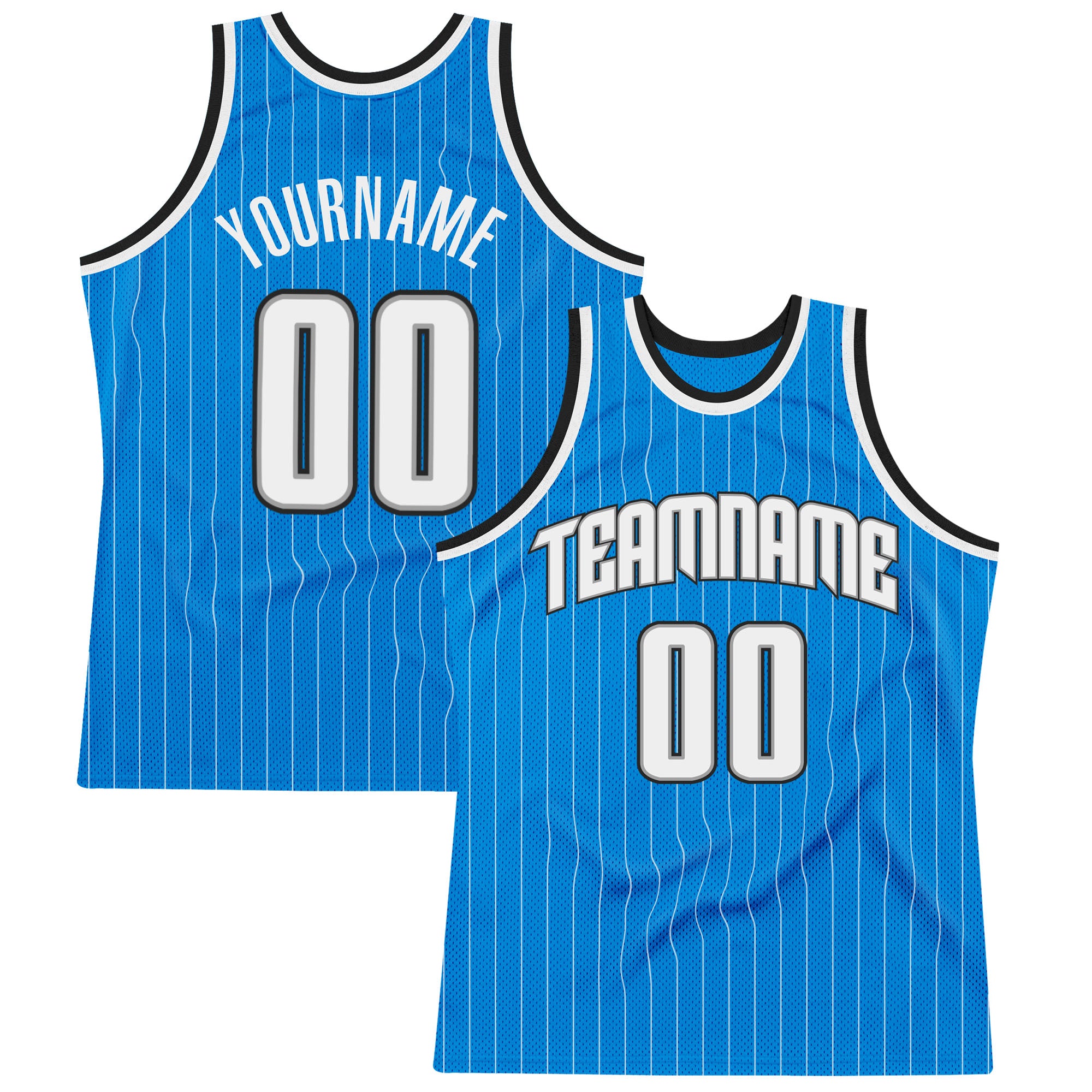 FANSIDEA Custom Cream Navy Pinstripe Light Blue-Black Authentic Basketball Jersey Men's Size:L