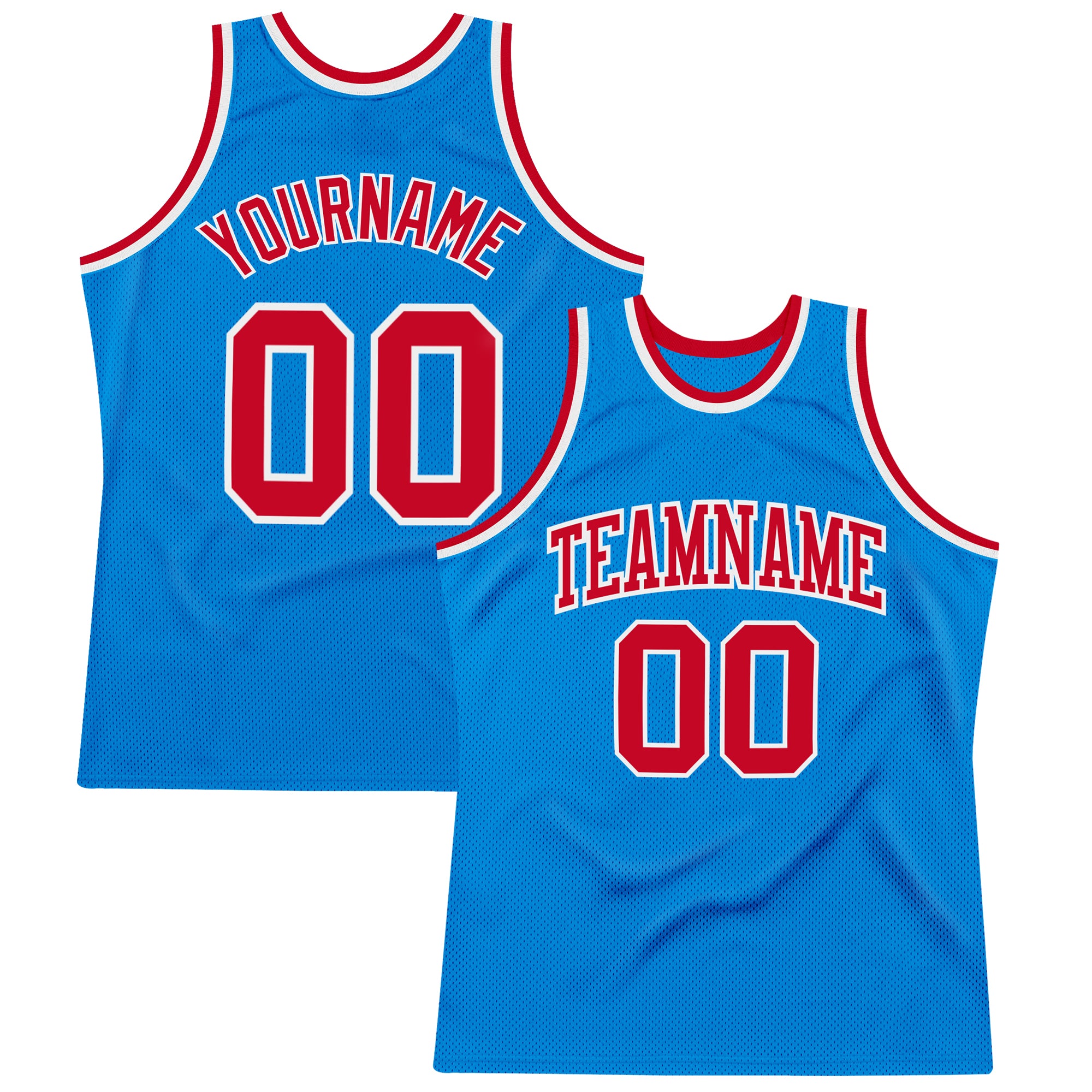 Custom Blue Red-White Authentic Throwback Basketball Jersey