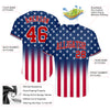 Custom Blue Red-White 3D American Flag Fashion Authentic Baseball Jersey