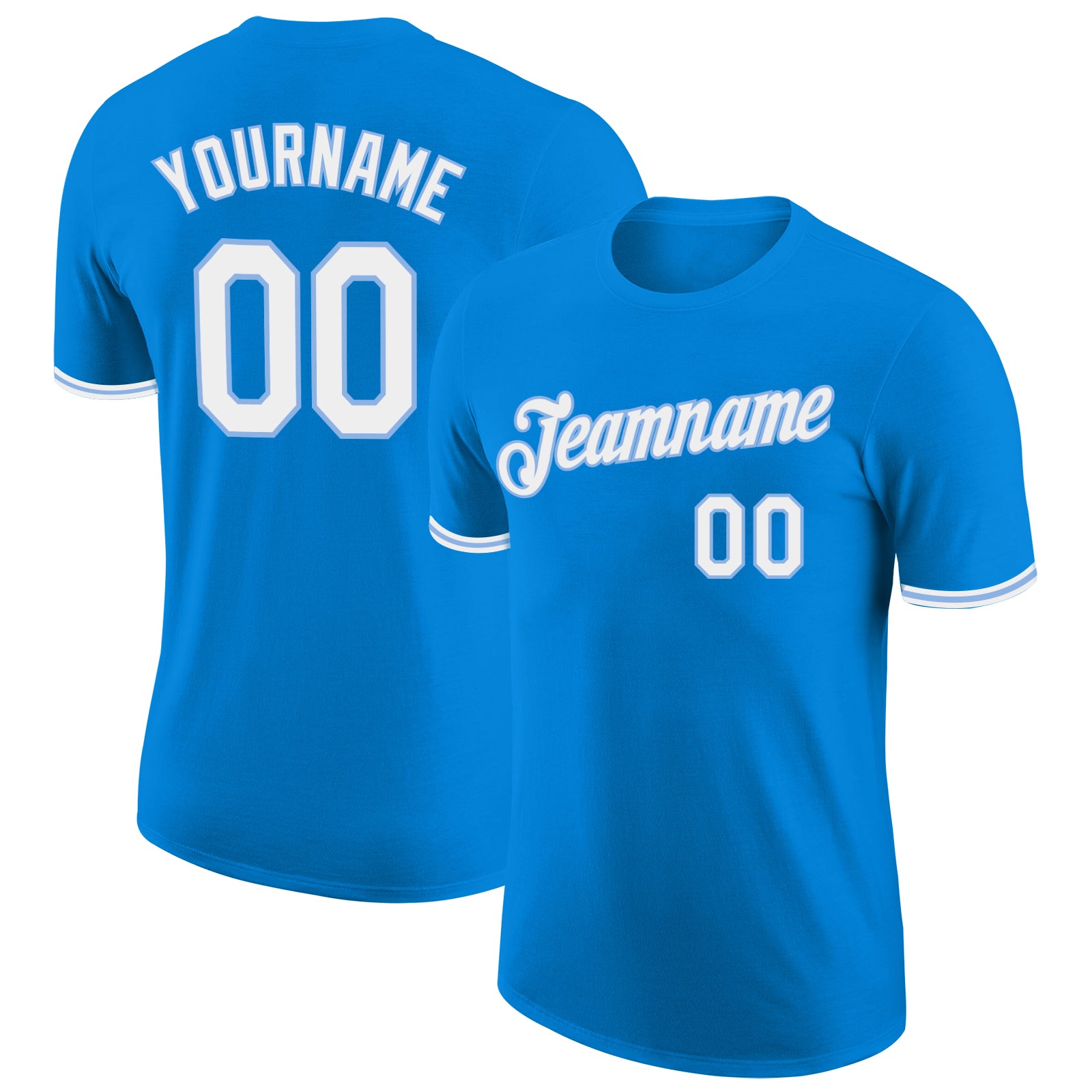 Custom Blue White-Light Blue Performance T-Shirt